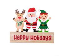 Wooden Santa Elk Christmas Tree Ornament Flat Back Decor Festive | Made of sturdy wood with flat back design for creative decorating options and comes in gift-ready packaging