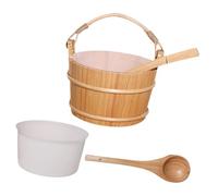 Wooden Sauna Bucket with Ladle Set Handmade Water Bucket for Sauna Steam Room SPA Bathing Accessories 8.66x8.66x6.30 inch