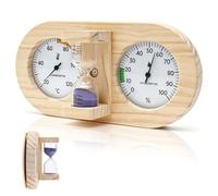 Wooden Sauna Thermometer Hygrometer with 15 Minute Hourglass Timer Wall Mount Sauna Temperature Gauge for Home and Commercial Use