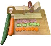 Wooden Sausage Slicer with Cutting Board, Sausage Rack & Ham Cutting Seat, Stainless Steel Holder Tool, for Chorizo, Pepperoni & Salami, Durable & Easy to Use