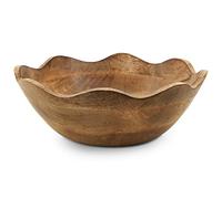 Wooden Scalloped Bowl - Large Wooden Bowl for Serving Fruit, Salad Servings, & More - Ruffle Bowl - Rustic Wood Bowl for Kitchen Counter & Decor - Decorative Wooden Bowl, 12” L x 4” W x 11” H