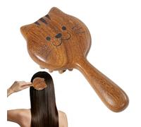 Wooden Scalp Massage Comb - Portable Brush for Relaxation | Cat Shaped Sandalwood with Smooth Teeth, Handheld Head Massager for Women Girls Seniors Mothers Stress Relief Daily Use