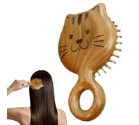 Wooden Scalp Massager | Ergonomic Wooden Cat with Flexible Bristles - Hair Massage Accessory and Scalp Cleansing | for Women and Men for Home Travel and