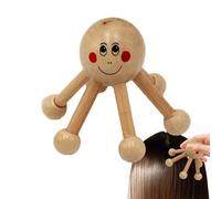 Wooden Scalp Massager - Hexagonal Head and Body Tool with Design | Multi-Functional Manual Trigger Point Press for Waist Legs and Neck | Natural Timber Handheld Sensory Muscle Relaxer