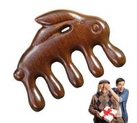 Wooden Scalp Massager, Wooden Wide Tooth Comb | Bunny Shape Sha Comb - Sandalwood Non Static Handmade Lightweight Durable Wood Scalp Massager Herrami