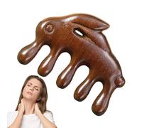 Wooden Scalp Massager, Wooden Wide Tooth Comb - Rabbit Shape Round Tips Massage Comb,Sandalwood Non Static Handmade Lightweight Durable Wood Horse Leather