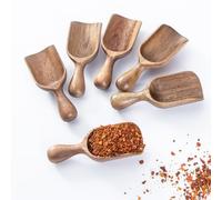 Wooden Scoops for Canisters 6PCS Acacia Wooden Scoop for Jars Mini Measuring Spoons for Ground Coffee Scoops Wood Scoop for Seasoning Bath Salt Laundry Detergent Shovel Measuring-Multipurpose