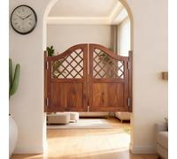 Wooden Screen Swinging Door for Cafe, W 70/76/82/90/96/100/104/116/130/142/150cm, Saloon Swing Doors with Hinged, bar Half Door for Exterior/Interior Stairs Kitchen(Brown,86 * 90cm)