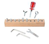 Wooden Screw and Bolt Sensory Board for Adults, Compact 9-Inch Fidget Panel with Slotted, Hex, Cross, Flat, Butterfly Fasteners - Fine Motor Skills Activity