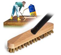 Wooden Scrubber with Bristles Wiper with Thread and Screw Handle Four Piece Scrubbing Brush Union Floor Brush Ideal for Cleaning Balcony Patio Garden Indoor Outdoor