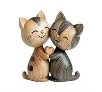 Wooden Sculpture of a Cat Couple, 2D Flat Desk Decoration with Collectible Cat Figurines for Home and Office Decoration, Unique Gift for Cat Lovers