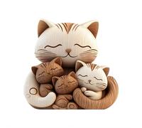 Wooden Sculpture of a Cat Couple - 2D Flat Desk Decoration with Home and Office Decoration, Unique Gift for Cat Lovers