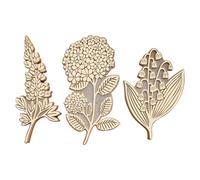 Wooden Seal Stamps - Three Piece Kit, Floral Plant Pattern, Retro Clear Print, Decorative Craft Tool, Card Diary Decor, Scrapbook Journal Use, Travel Memory Art Enhancing Handmade Projects Durin