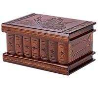Wooden Secret Jewelry Box Puzzle Magic Case, Big Size, Secret stash safe compartment place lock with hidden key, Money Rack, Brain teaser, Smart trick - Measures 5.5"x3.7"x2.8"
