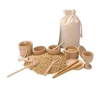 Wooden Sensory Bin Tools - Learning Set, 10pcs Educational Toys, Fine Motor Skill Development Design, Mini Scoops Tongs Bracket | Wooden Sensory Play Tools for Kids Transfer Work