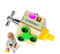 Wooden Sensory Board, 8.27x4.72x4.72 Inches LED Activity Toy with Stable Build, Interactive Accent with Classic Style, Learning Accessories for Kids, Battery Powered Eye-Hand Coordination Educational