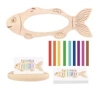 Wooden Sensory, Skills Stick, Colorful Sticks Fish-Shaped Base Fine Motor Skills Water-Based Paint, Educational Toy for Children's Day, Easter, Birthday, Christmas