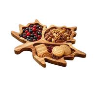 Wooden Serving Tray, 3 Compartment Maple Leaf Charcuterie Board | Decorative Food Platter For Thanksgiving, Halloween & Christmas, Farmhouse Kitchen Counter, Living Room, Party, Picnic & Dinn