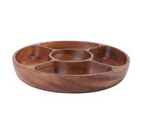 Wooden Serving Tray Handcrafted Walnut Wood Large Rustic Serving Platter for Entertaining Parties Family Dinners Holiday Gatherings Home Decor (5 Grids)