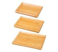 Wooden Serving Tray Rectangular Platters Multi-Size Organizer for Food Drinks Desserts Office Supplies Bathroom Storage Easy Clean Natural Finish for Kitchen Cafe(Small)