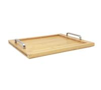 Wooden Serving Tray Solid Stainless Steel Handles 54X37Cm Rectangular Serving