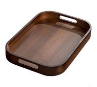 Wooden Serving Tray with Integrated Handles for Transporting Tea Sets For Snacks Fruits and Small Desserts (40 * 28 * 5 Cm)