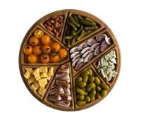 Wooden Serving Trays | 8-Compartment Food Serving Platter,Charcuterie Board Home Decor for Pantry Organization Kitchen Breakfast Snack Dessert Fruit BBQ Grilling Coffee Table