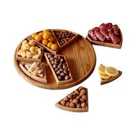 Wooden Serving Trays | Large Serving Tray with 8 Removable Compartments - Wooden Serveware Home Decor for Vegetable Dessert Fruit Breakfast Dinner BBQ Grilling Living Room Pantry