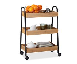 Wooden serving trolley Kitchen Utility Cart 3 Shelves Portable Easy Assembly