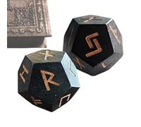 Wooden Set: 2 Pieces of Elder Dice Carved, Divination Blocks, Small Mystic Symbols, Collectible Spiritual Accessory | Practical Dice