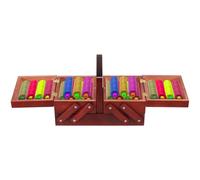 Wooden Sewing Box Organiser Expandable Sewin Basket with Handle Multifunctional Craft Box Accessories Tray Pin Cushion Pockets for Home Travel and Emergency(Claret)