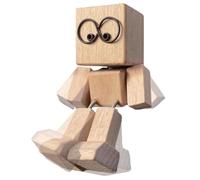 Wooden Shaking Man Figurine - Handmade Doll with Trembling Feet, Charming Small Figure iń Lesungo | Funny Dashboard Ornament în Legňo for the Library Desk
