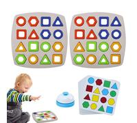 Wooden Shape Puzzle Game - Quick Matching Kids Toy with Bell, Cards and Colorful Board | Geometric Sorting Game, Learning Puzzle For Educational Activity Preschool Classroom