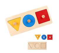 Wooden Shape Puzzles,Geometric Shape Puzzle,Montessori Wood Knob Puzzle