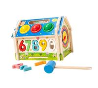 AWHAO Wooden Shape Sorting Cube for Kids Ages 3 to 5 Activity Center, with mallet
