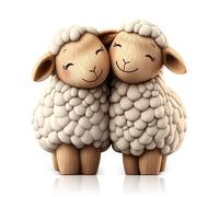 Wooden Sheep Ornaments, 2D Natural Wood Color Animal Patterns Desktop Decor Ornament, Whimsical Ornaments for Living Room Accessories, Shelves, Mantels & Entryway Table Decorations, Sheep Gifts
