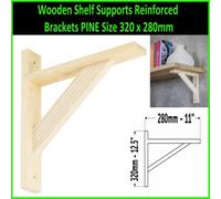 Wooden Shelf Supports Reinforced Brackets Pine Size: 320 X 280mm ( Pack Of: 2 )