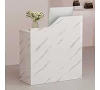 wooden shelf unit-Reception Desk, Reception Counter Table with Lockable Drawers and Keyboard Stand, Modern Front Table, for Lobbies, Salons, Retail, Home Offices(White B,47.2in/1