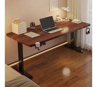 wooden shelf unit-Standing Desk, Adjustable Height Stand Up Desk, Computer Desk with Cup Holder and Headphone Hook, Thickened Steel Frame, Gaming Table with Foot Pads(Black,120x7