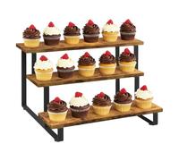 Wooden Shelves for Display | 3 Tier Condiment Rack with Jars, Retail Display Stand Upright and Portable for Kitchen, Event Organization, Market, Fair, Catering, Fe