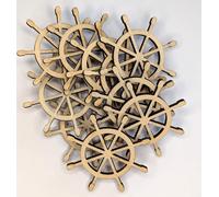 Wooden Ship's Wheel Decorative Shapes, 5 cm, 1 mm Thick, Pack of 10