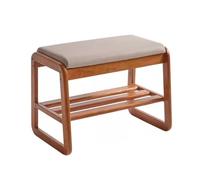 Wooden Shoe Bench Stool - Foot Rest for Entryway - Soft Low Stool for Shoe Changing - Portable Footstool & Sto Rack (Color: B)