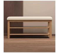 Wooden Shoe Bench with Cushioned Seat 2 Tier Storage for Entryway & Bedroom Stylish Hallway Furniture Available in 60 80 100 120x30x44CM Sizes