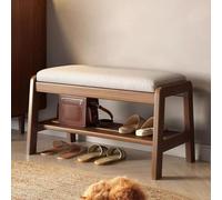Wooden Shoe Bench with Padded Seat, Entryway and Hallway Storage Solution for Living Room and Dining Area