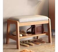 Wooden Shoe Bench with Padded Seat, Entryway and Hallway Storage Solution for Living Room and Dining Area