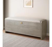 Wooden Shoe Bench with Soft CushionStylish Tipping Bucket Design 80cm Hallway Shoe Rack for Living Room Bedroom Mudroom Storage (Gray)