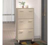 Wooden Shoe Cabinet Honey Brown Solid Pine 59.5x35x117cm 3 Flip Drawers Anti-Tip