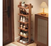 Wooden Shoe Cabinet Multi-Color Entryway Storage Rack Slim Shoe Shelf with Removable Shelves Perfect for Narrow Spaces (White 11.8"x31.5")