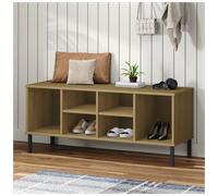 (brown) vidaXL Solid Wood Shoe Rack with Metal Legs OSLO Home Furniture Multi Colours