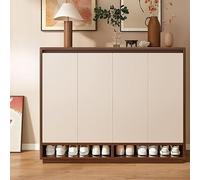 Wooden Shoe Rack 120x32x100 cm Adjustable Shelves for Entryway Garage Bedroom Walnut/White Console Table Independent Storage Solutions Modern Design
